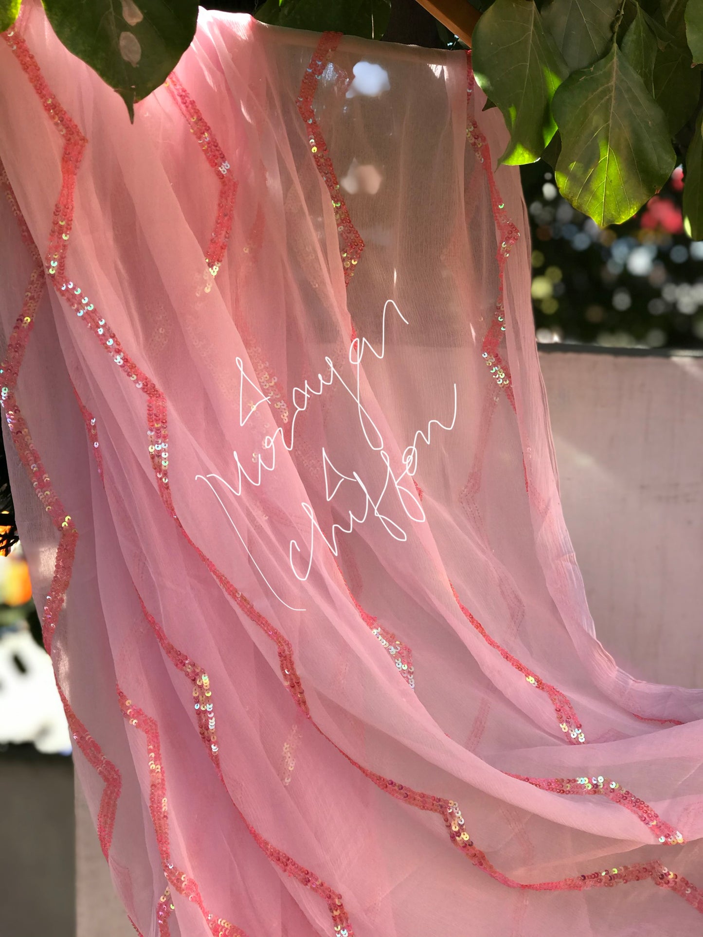 Pink Sequins Zig Zag Jaal Miraya Sarees