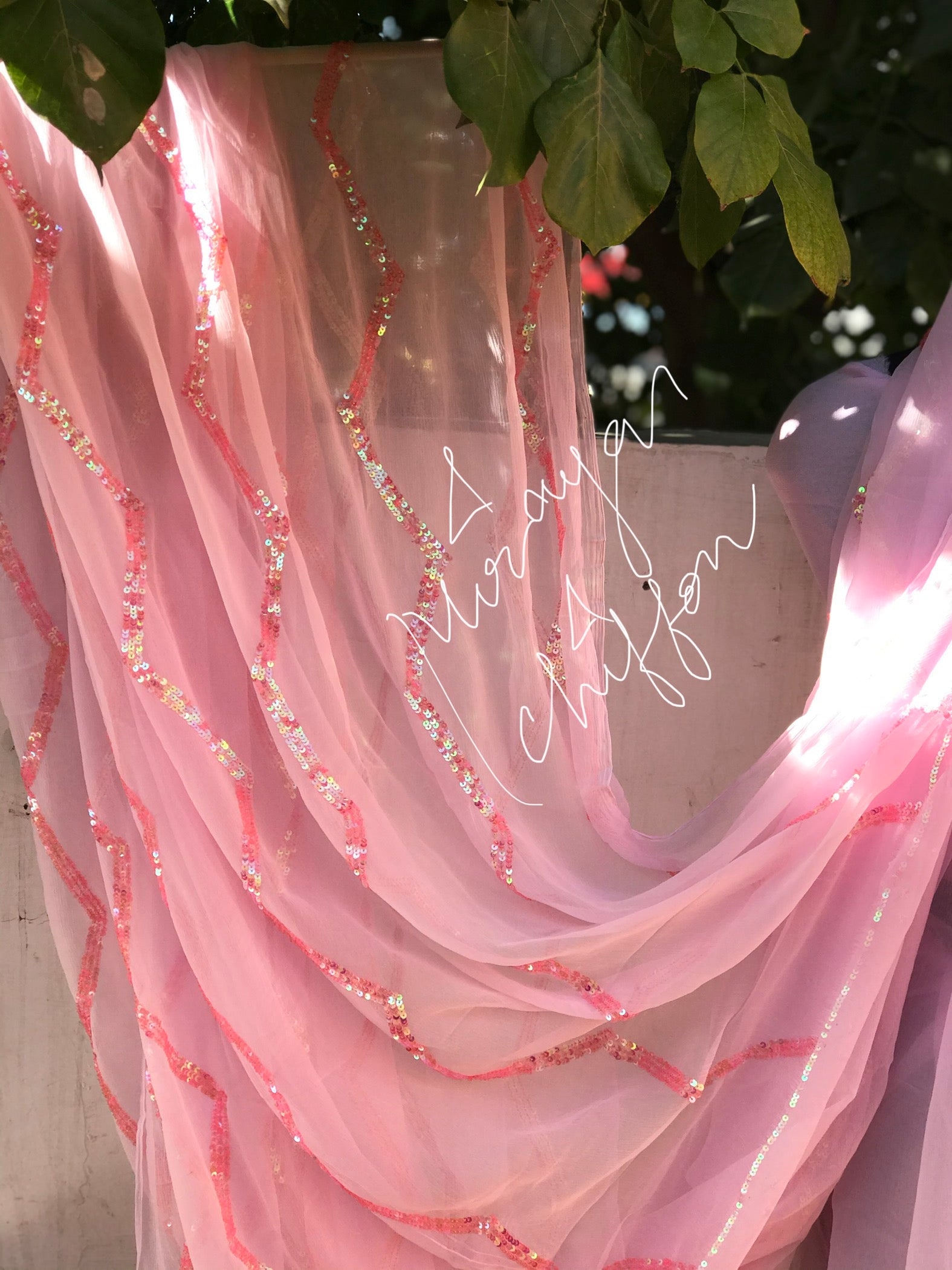 Pink Sequins Zig Zag Jaal Miraya Sarees