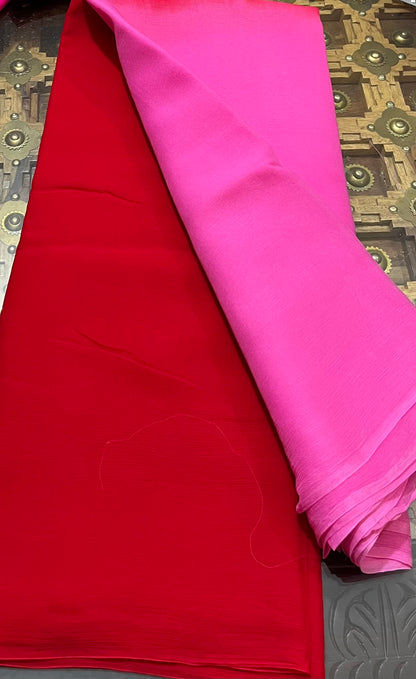 Ombre Red Pink Shaded Miraya Chiffon Sarees