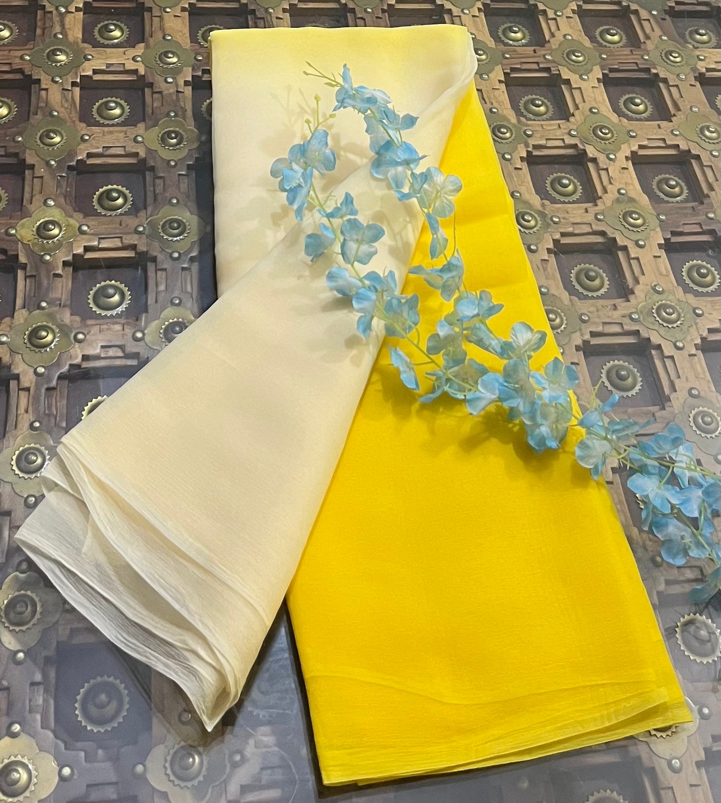 Ombre Yellow Cream Shaded Miraya Chiffon Sarees