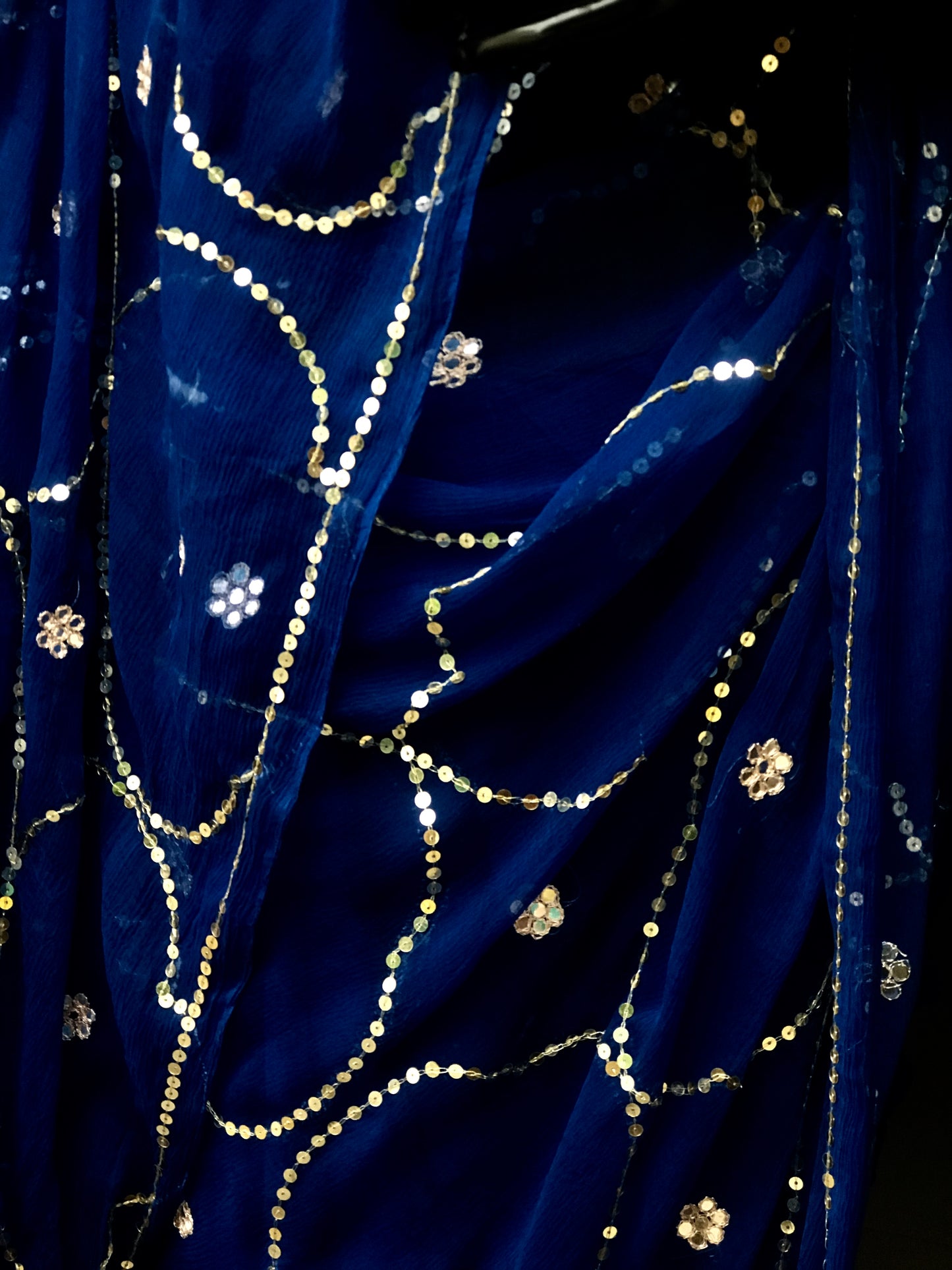 Blue Sequins Jaal Miraya Chiffon Sarees