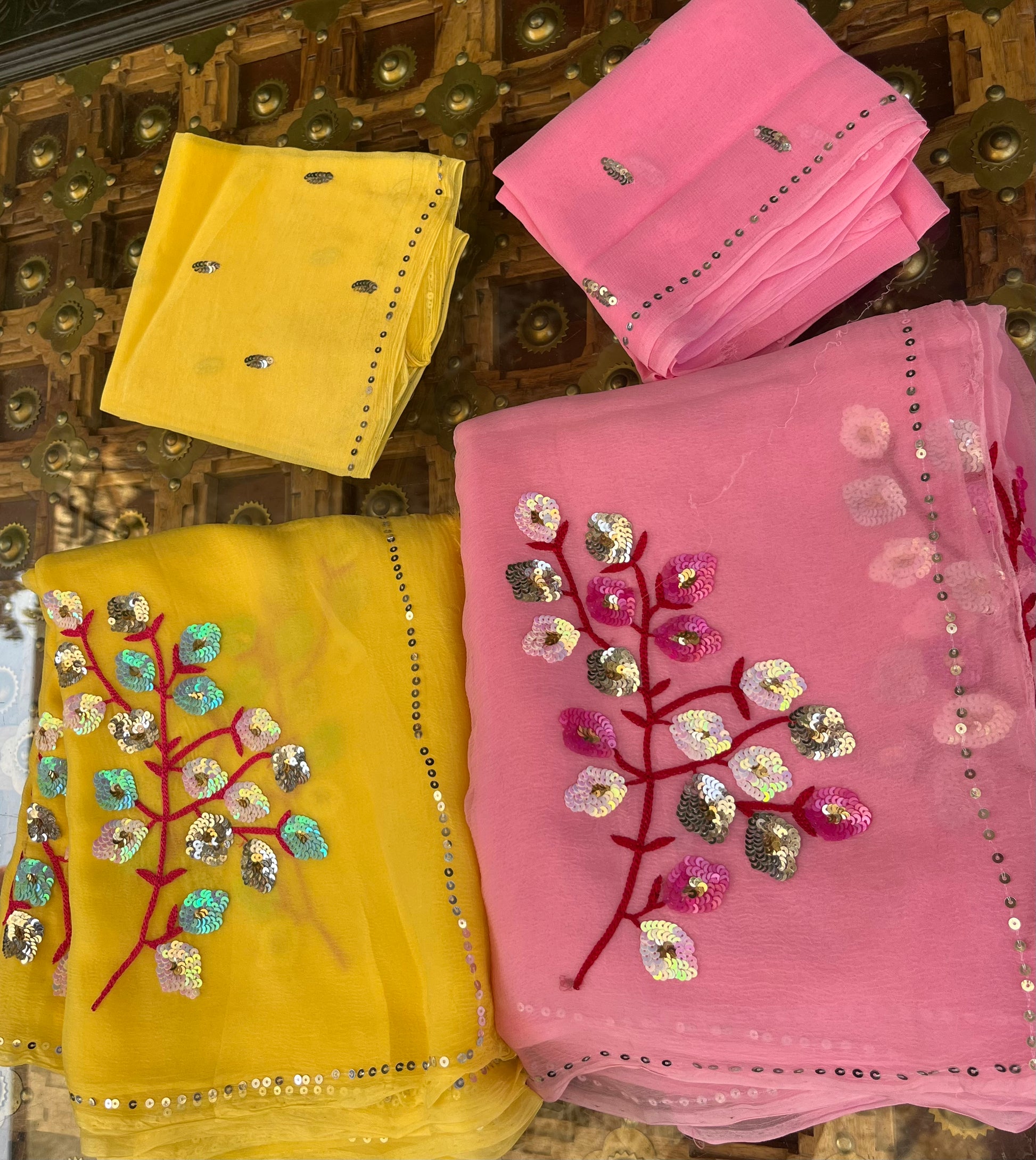 Pink Sequins Motifs Miraya Sarees