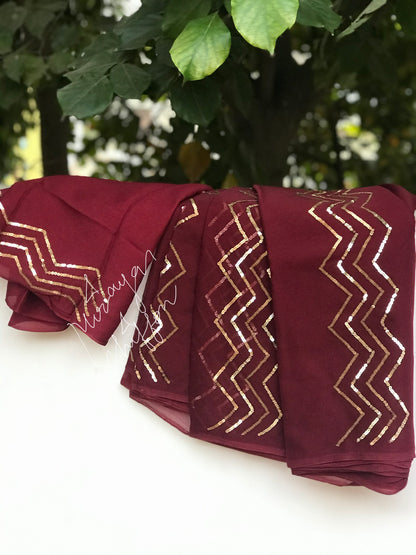 Sequence Zigzag Chiffon Saree Miraya Sarees