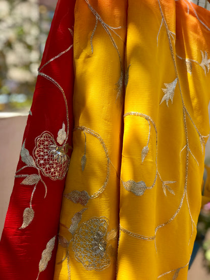 Yellow Shaded Aari Jardogi Jaal Miraya Sarees