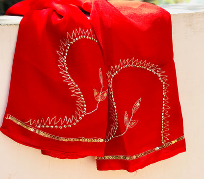 Red Aari Jardogi Jaal Saree Miraya Sarees