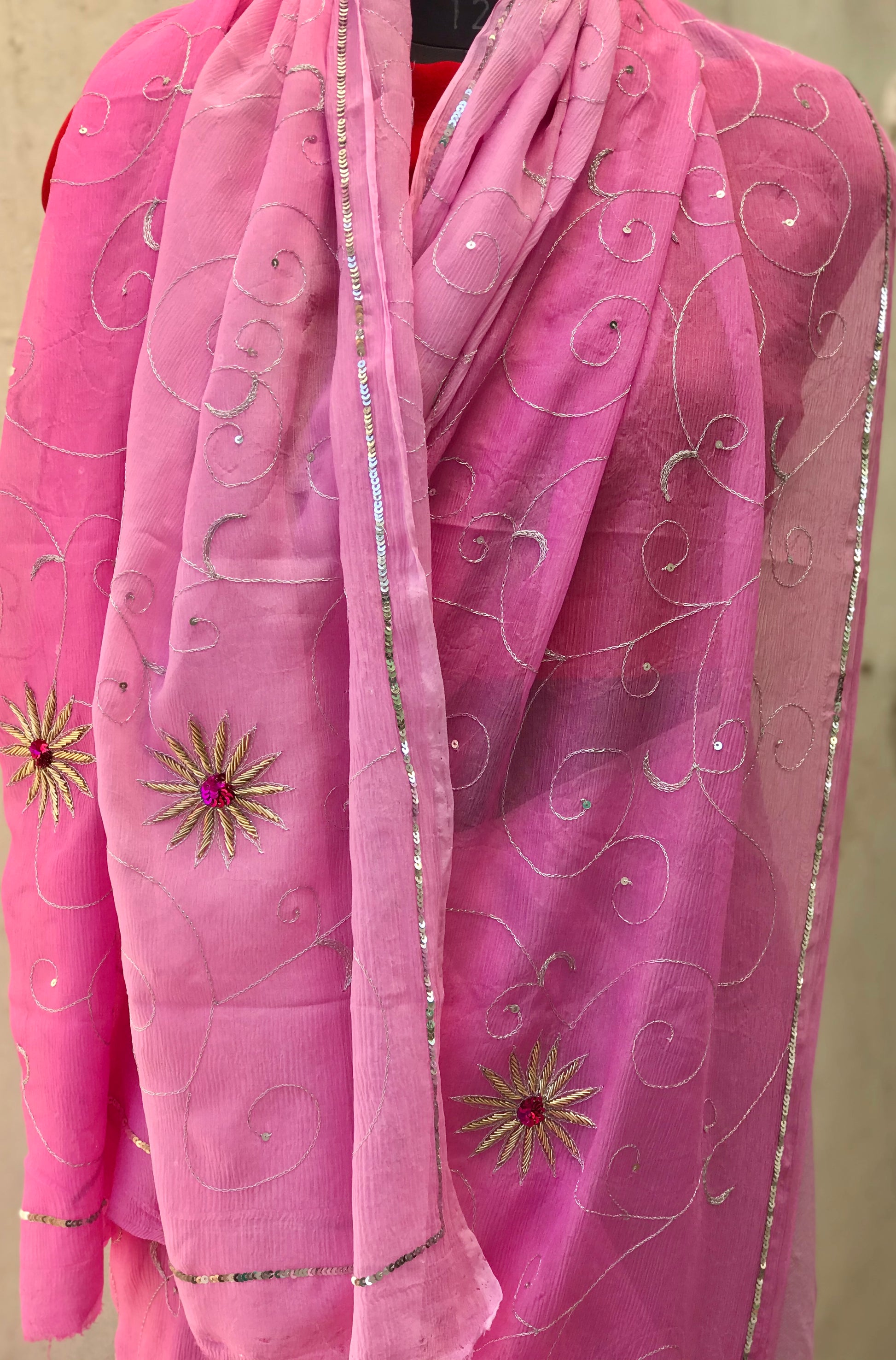 Pink Shaded Aari Jaal Miraya Sarees