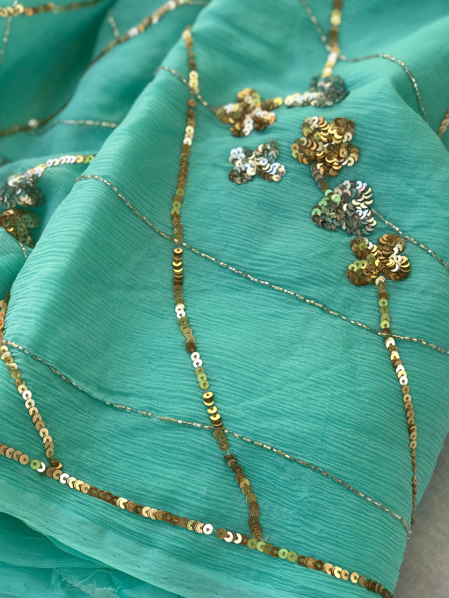 Golden Silver Sequins Jaal Miraya Sarees