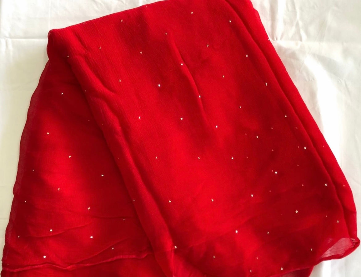 Red Mukaish Miraya Chiffon Sarees