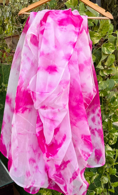 Pink Shibori Miraya Chiffon Sarees