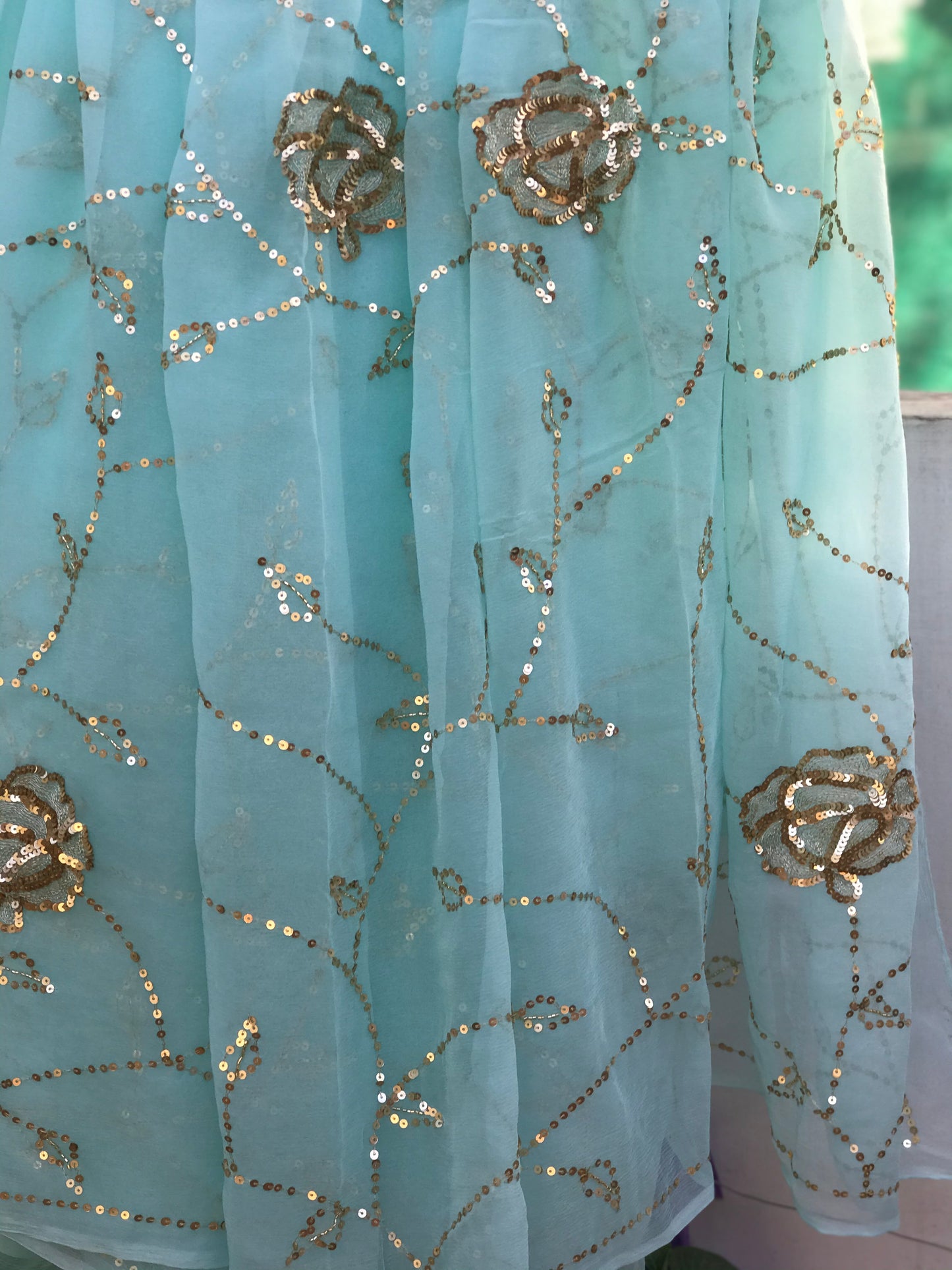 Powder Blue Sequins Jaal Miraya Sarees