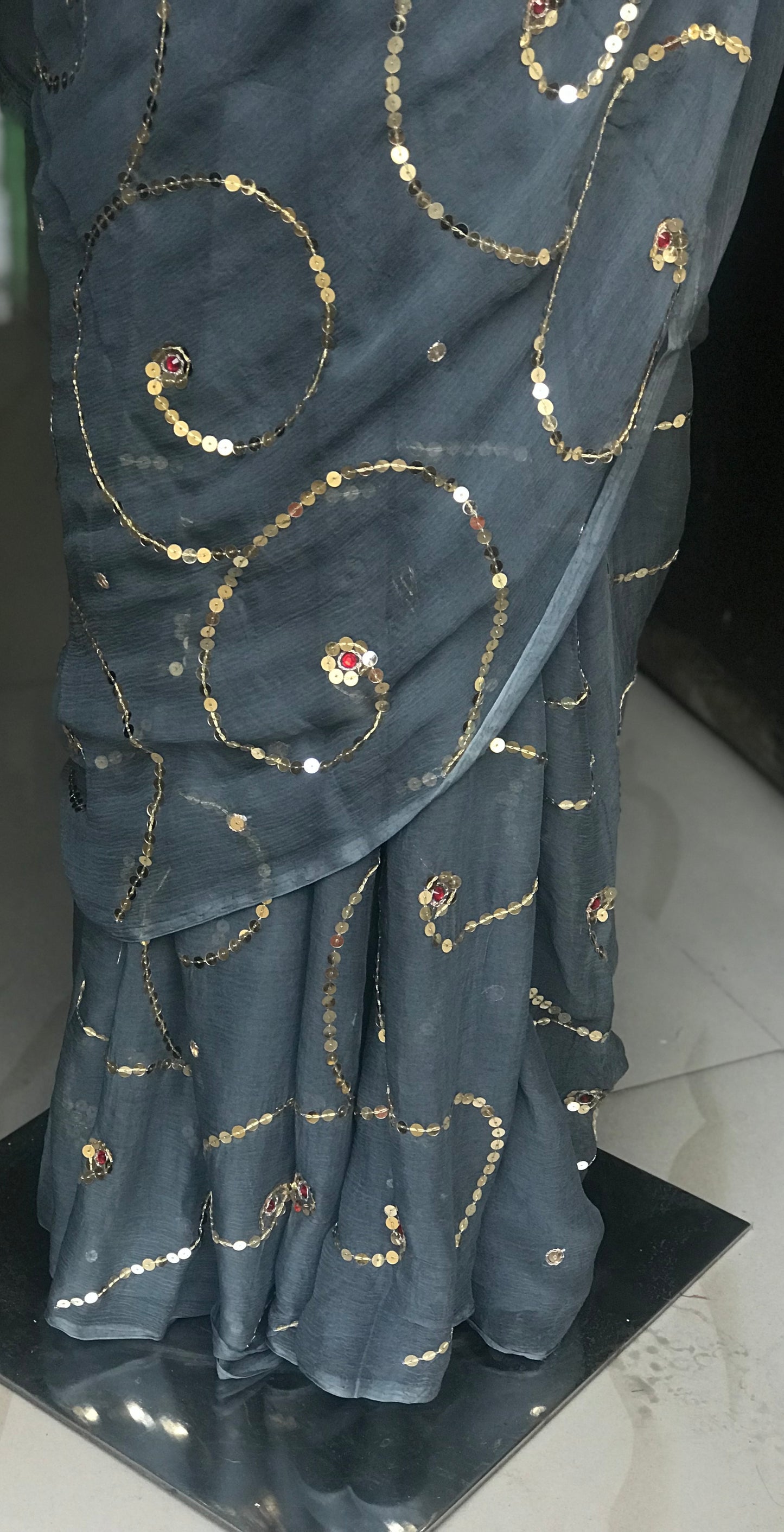 Grey Sequins Jaal Miraya Sarees