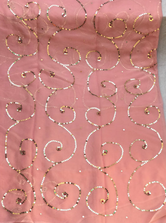 Peach Sequins Jaal Miraya Sarees