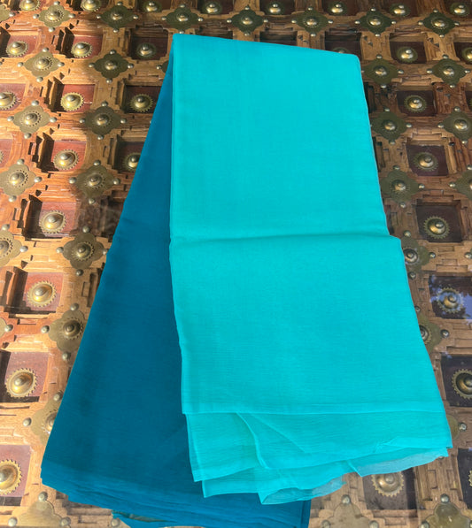 Ombre Teal Blue Shaded Miraya Chiffon Sarees