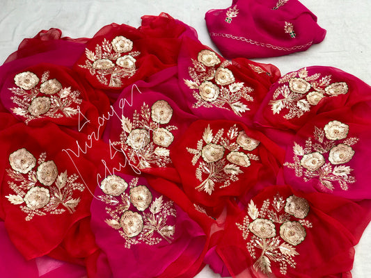 Red Rani Ombre shaded Miraya Sarees