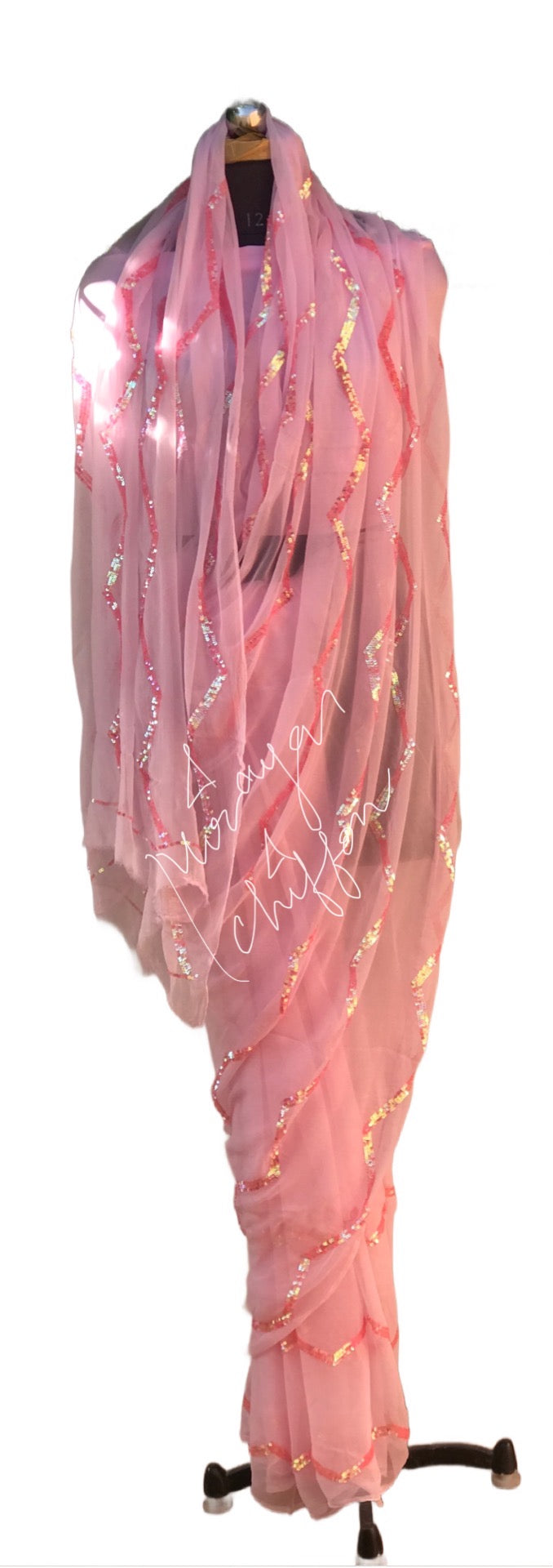 Pink Sequins Zig Zag Jaal Miraya Sarees