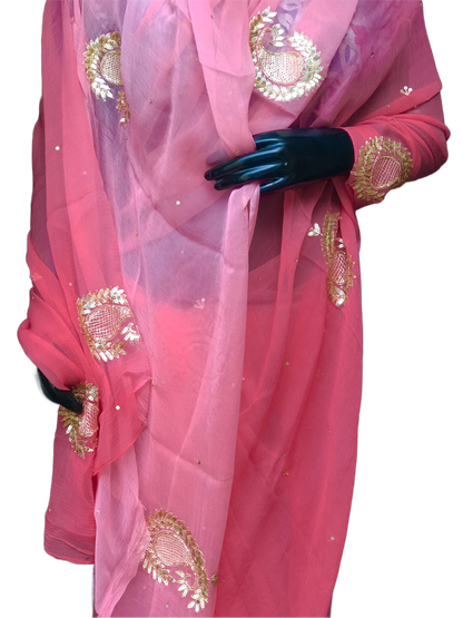 Peach Shaded Aari Motifs Miraya Sarees