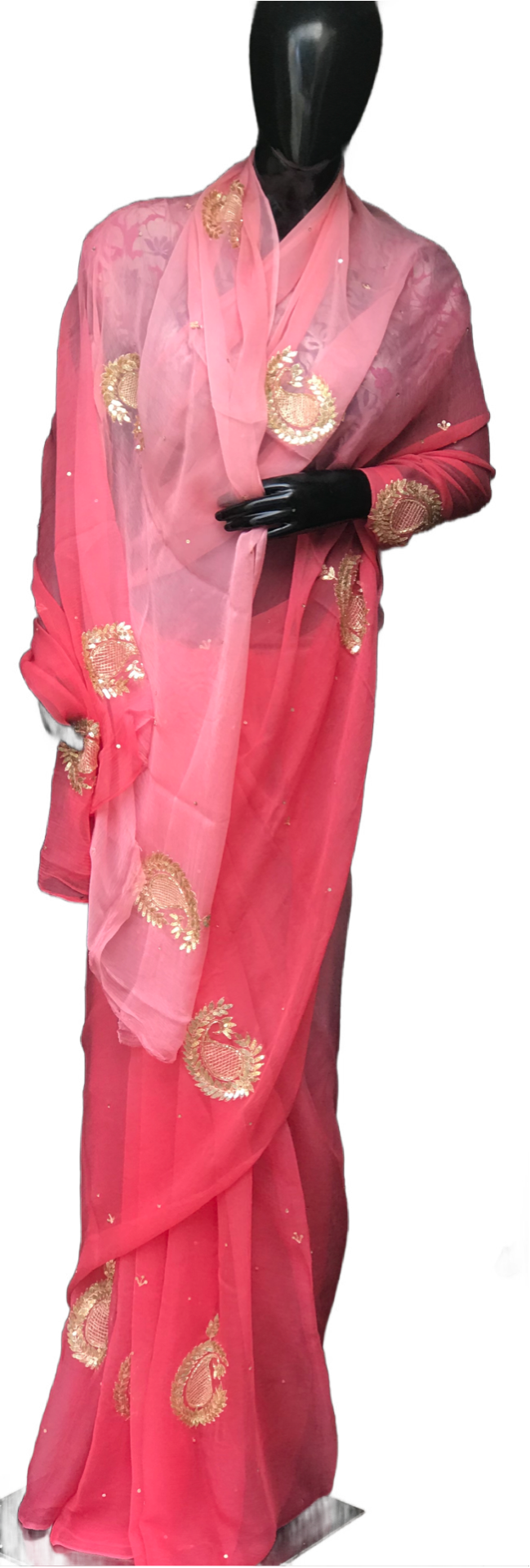 Peach Shaded Aari Motifs Miraya Sarees