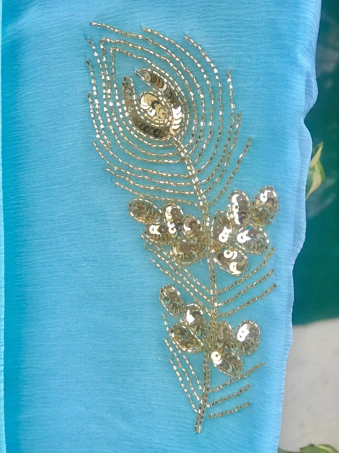 Sky Blue Cutdana Motifs Miraya Sarees