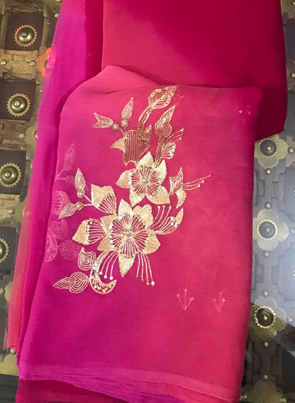 Rani Ombre Shaded Aari Motifs Miraya Sarees