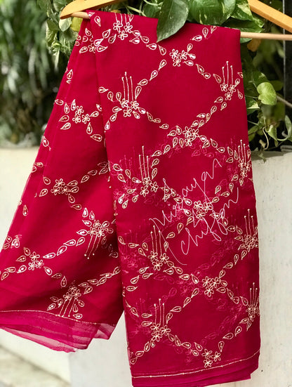 Magenta Aari Jaal Miraya Chiffon Sarees