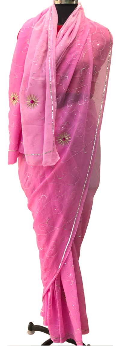 Pink Shaded Aari Jaal Miraya Sarees