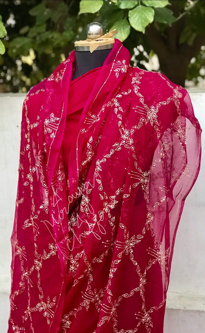 Magenta Aari Jaal Miraya Chiffon Sarees