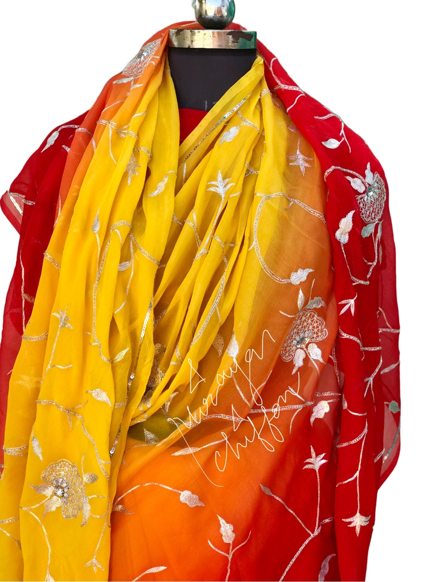 Yellow Shaded Aari Jardogi Jaal Miraya Sarees