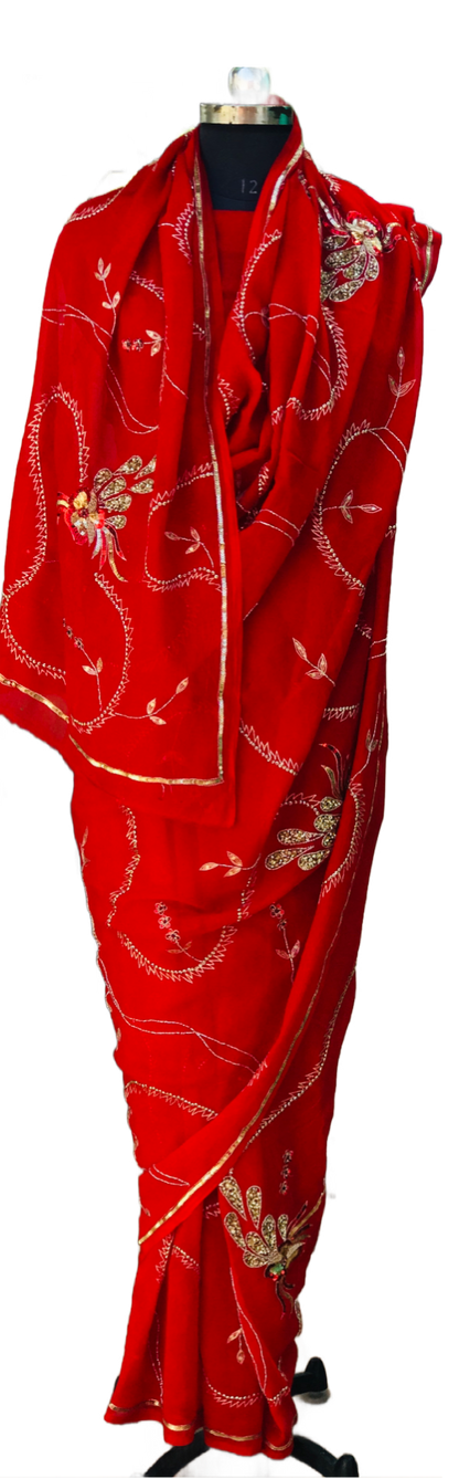 Red Aari Jardogi Jaal Saree Miraya Sarees