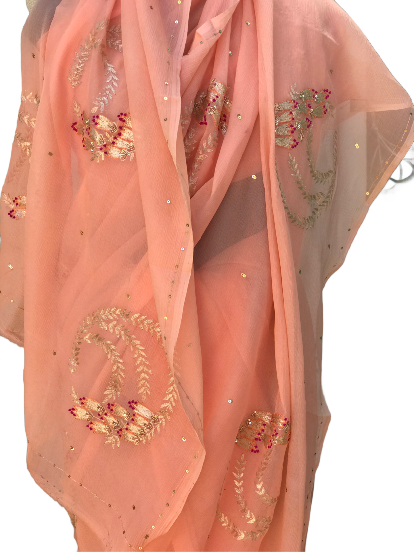 Peach Aari Motifs Miraya Sarees