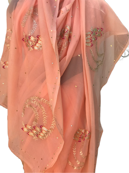 Peach Aari Motifs Miraya Sarees