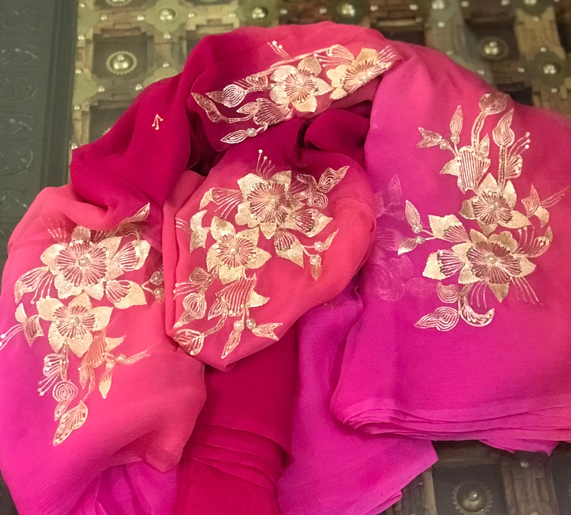 Rani Ombre Shaded Aari Motifs Miraya Sarees