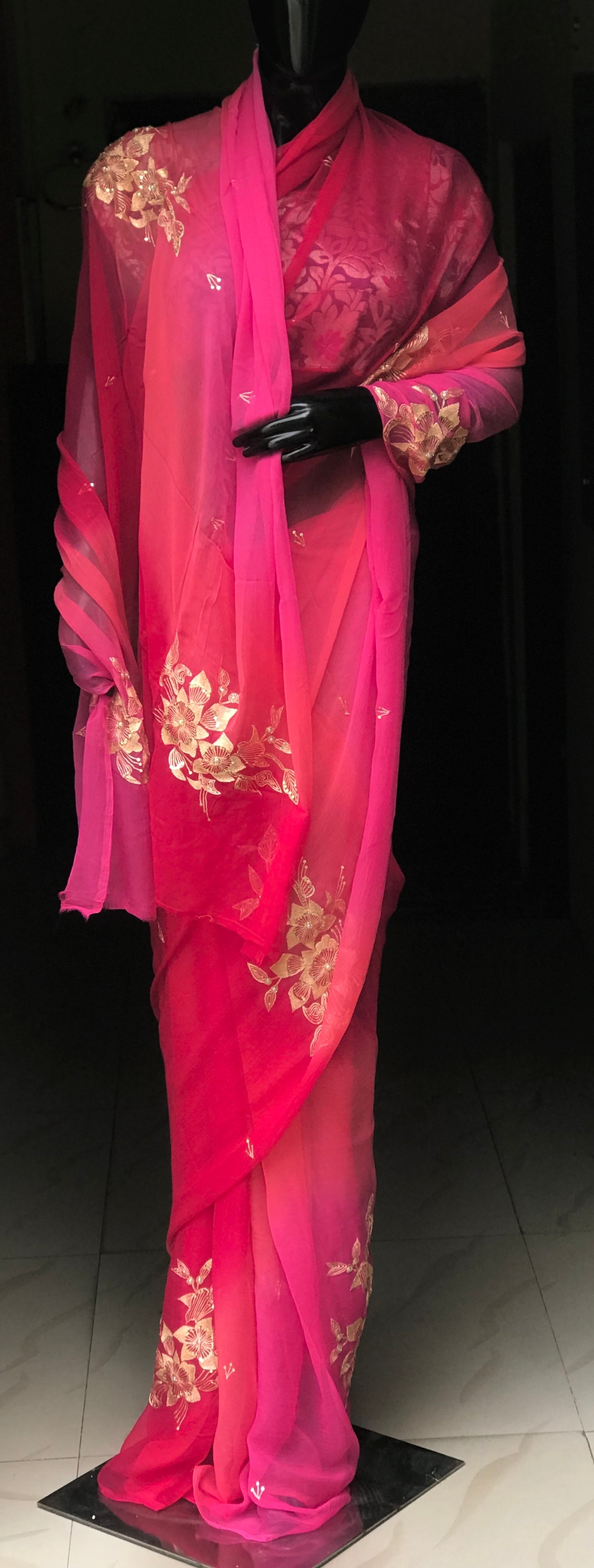 Rani Ombre Shaded Aari Motifs Miraya Sarees