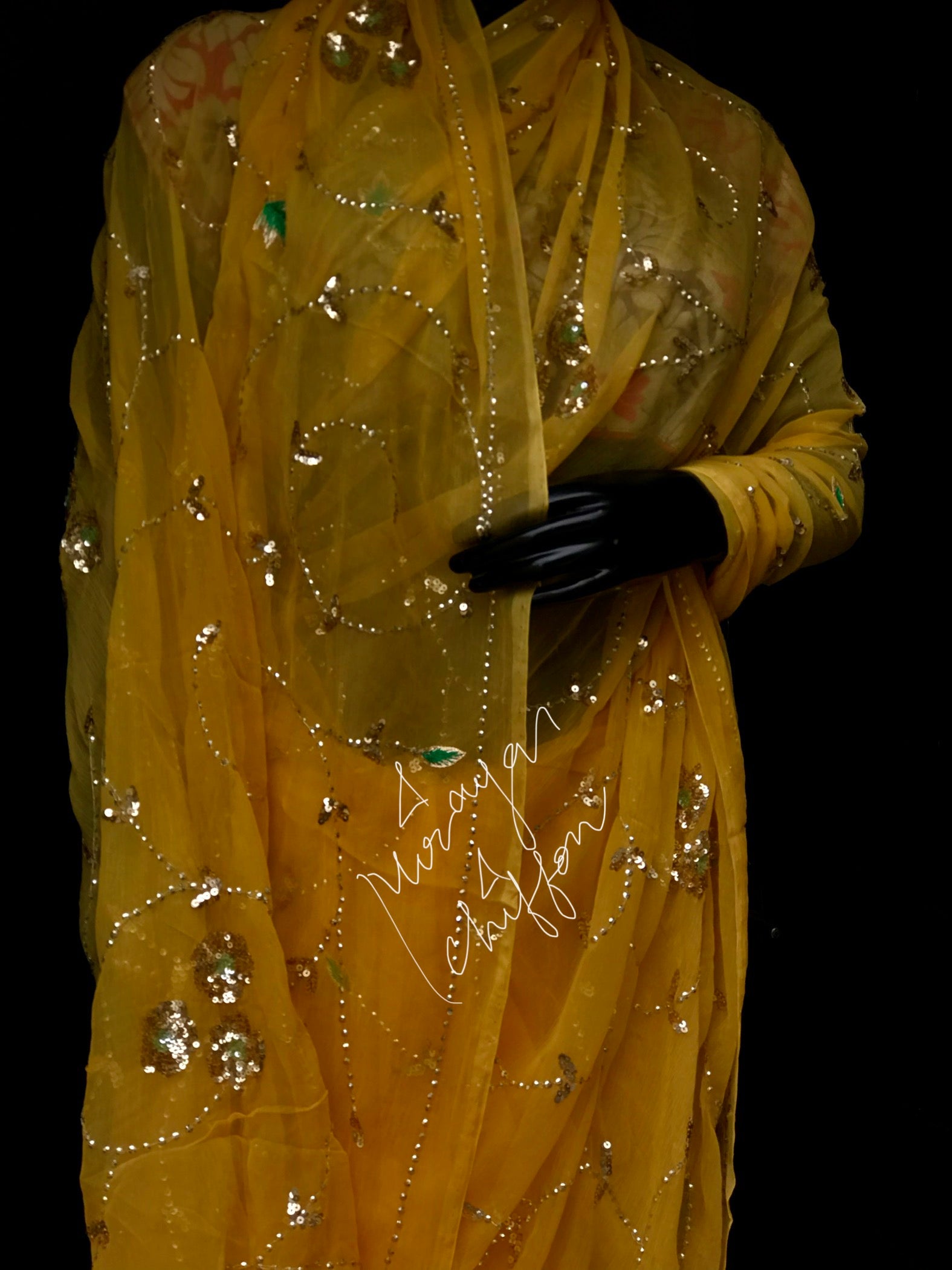 Yellow Sequins Jaal Miraya Sarees