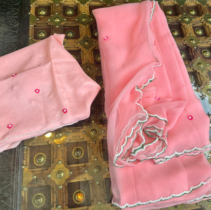 Peach Pearl Motifs Miraya Sarees