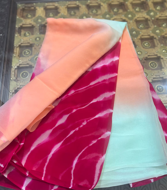 Ombre Magenta Lehriya Miraya Chiffon Sarees