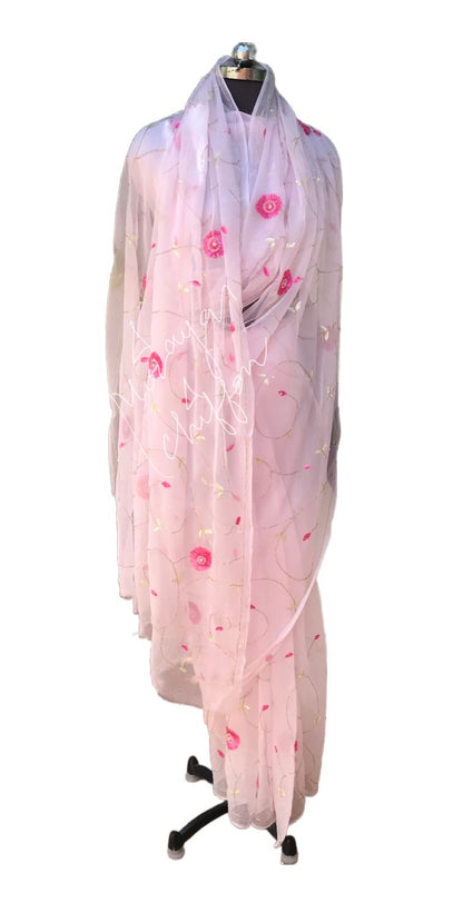 Pink Sequins Cutdana Jaal Miraya Chiffon Sarees