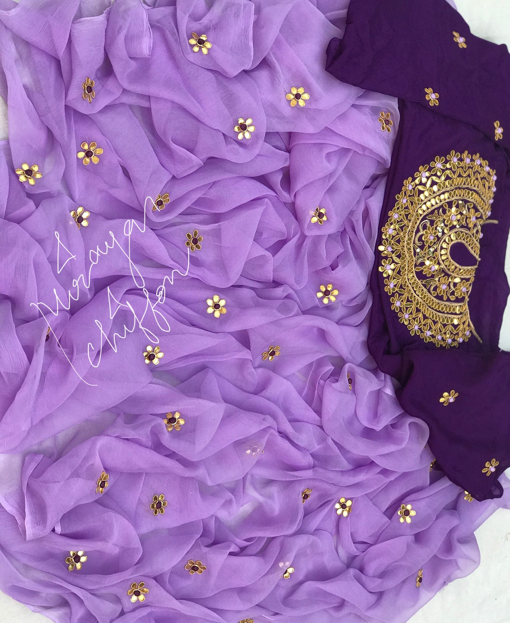 Lavender Gottapati Miraya Chiffon Sarees