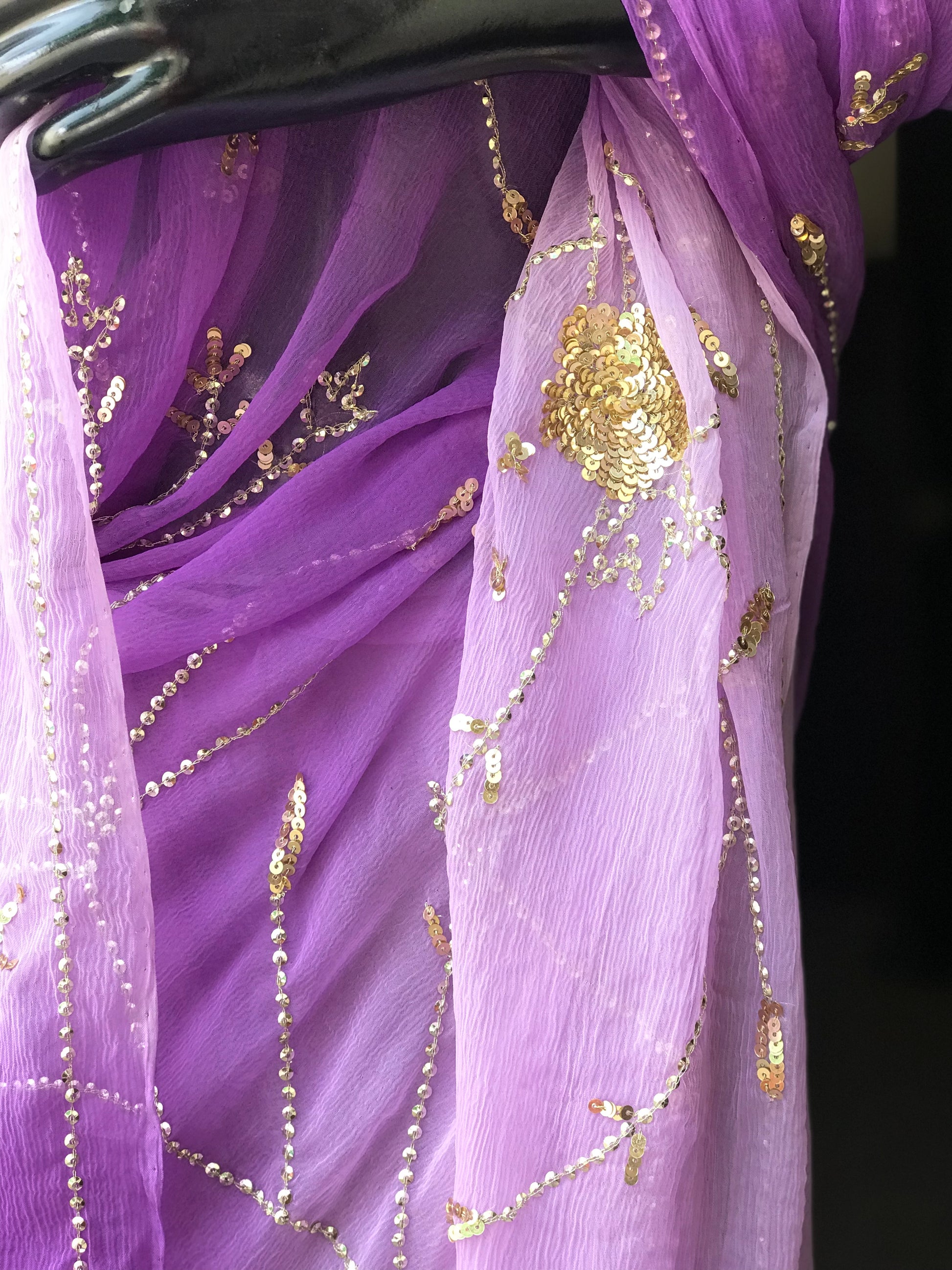 Purple Ombre Sequins Jaal Miraya Chiffon Sarees