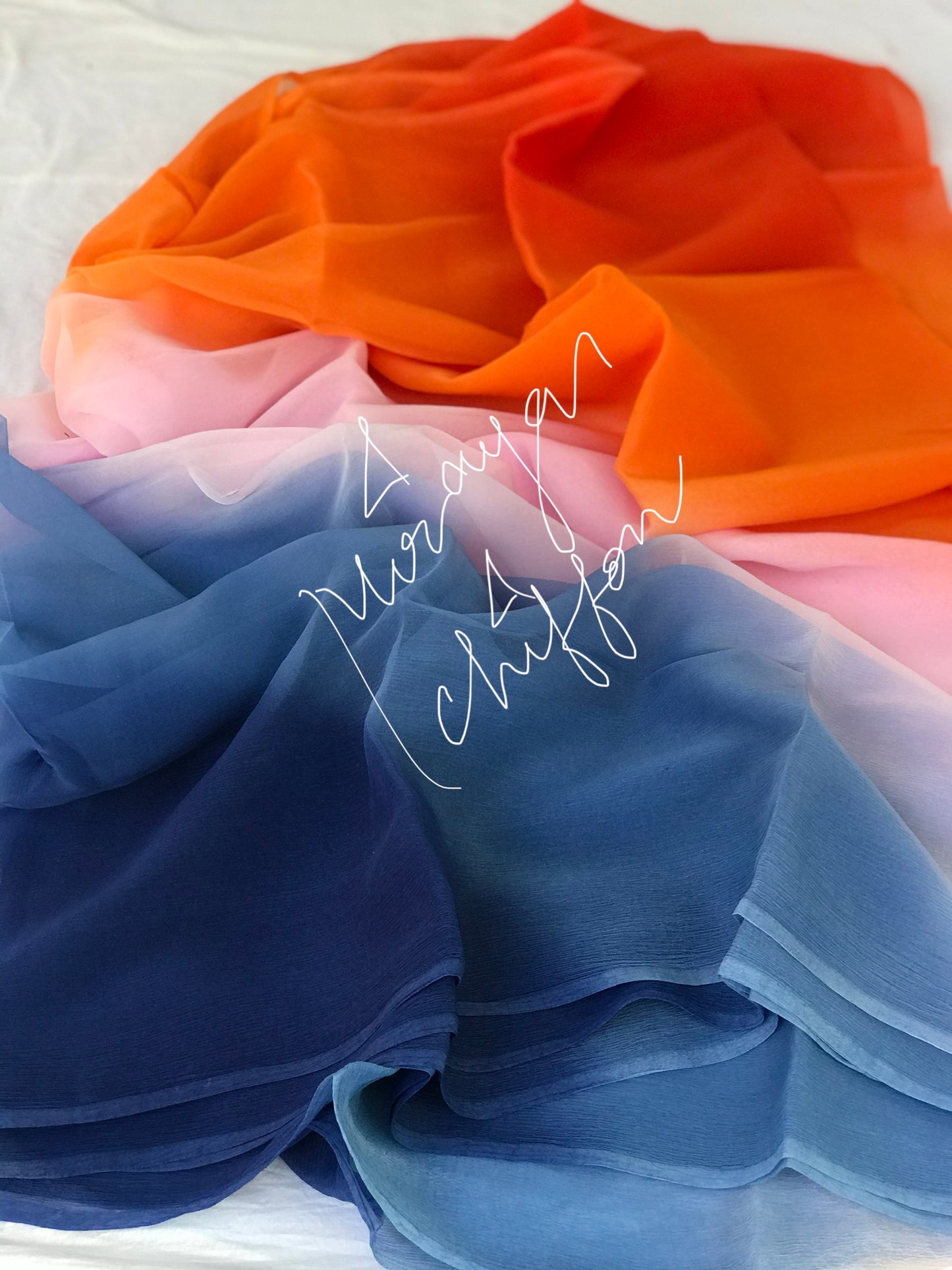 Pink Orange Blue Ombre Dyed Miraya Chiffon Sarees