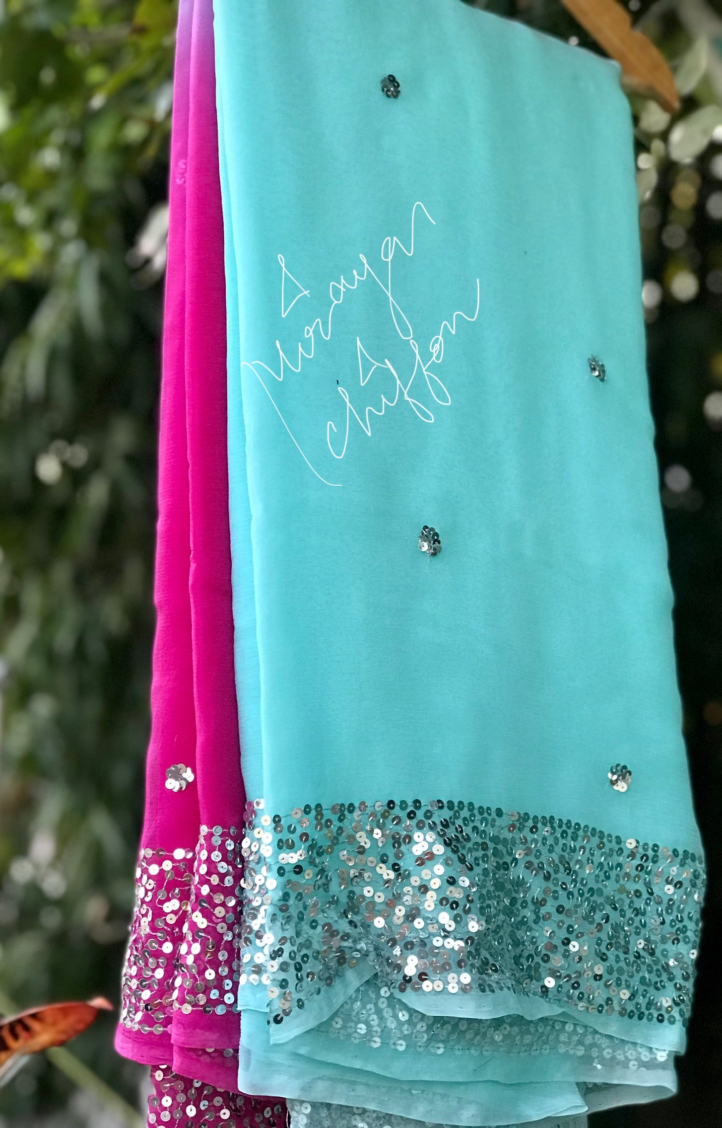 Pink Shaded Sequins Border Miraya Sarees