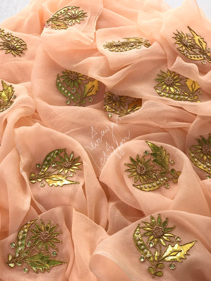 Peach Gotapati Saree Miraya Sarees