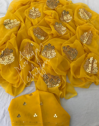 Yellow Gottapati Motifs Miraya Chiffon Sarees