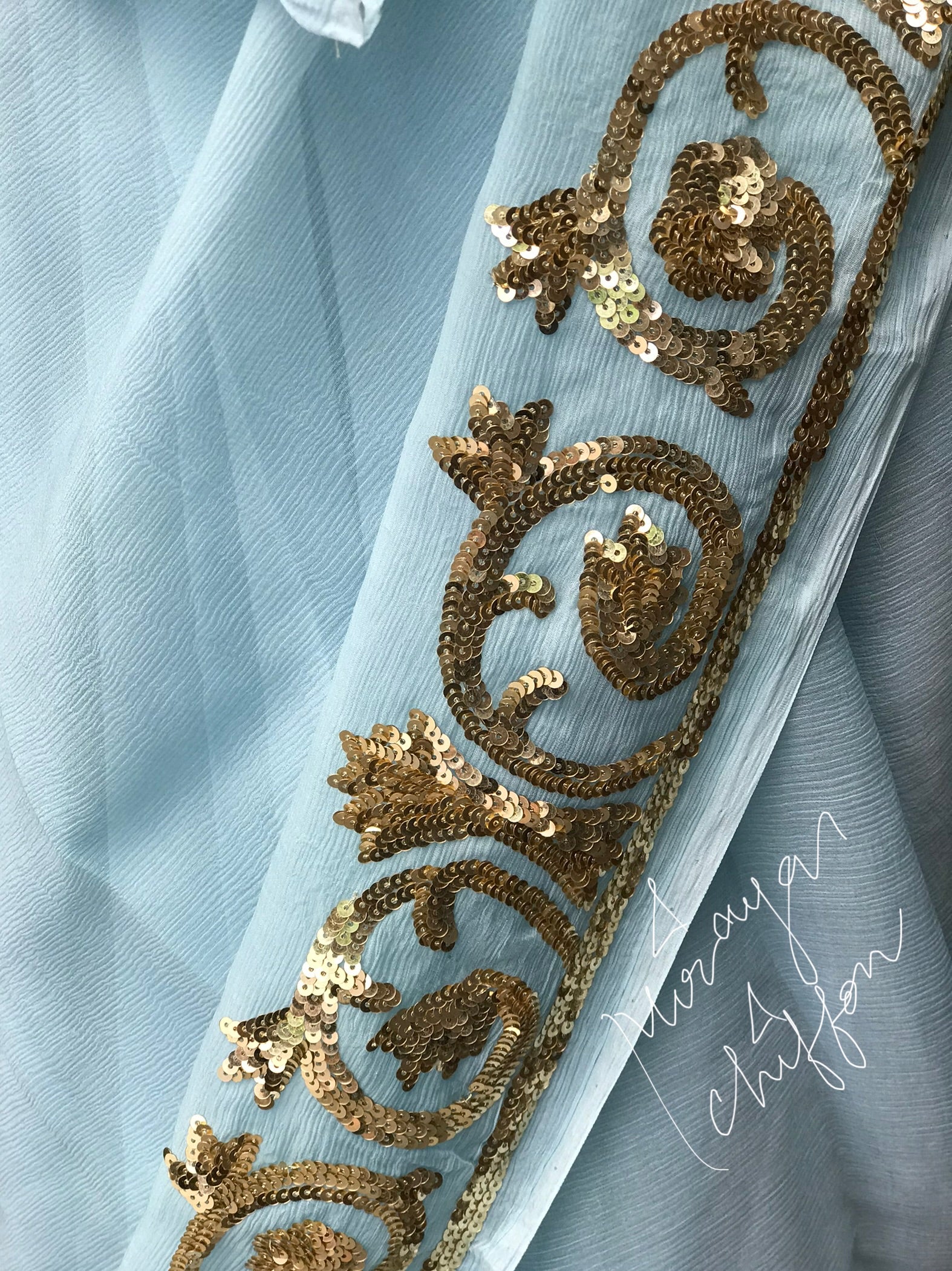 Aqua Sequins Border Miraya Chiffon Sarees