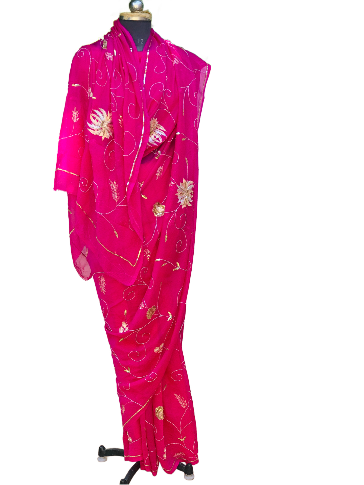 Magenta Aari Zardogi Jaal Miraya Chiffon Sarees