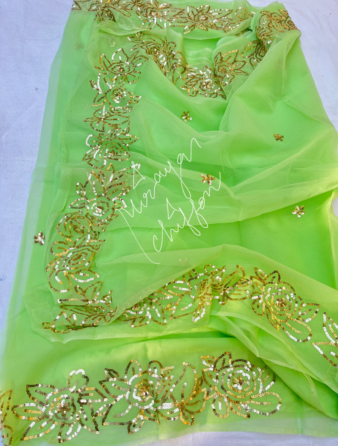 Rose Sequins Border Miraya Chiffon Sarees