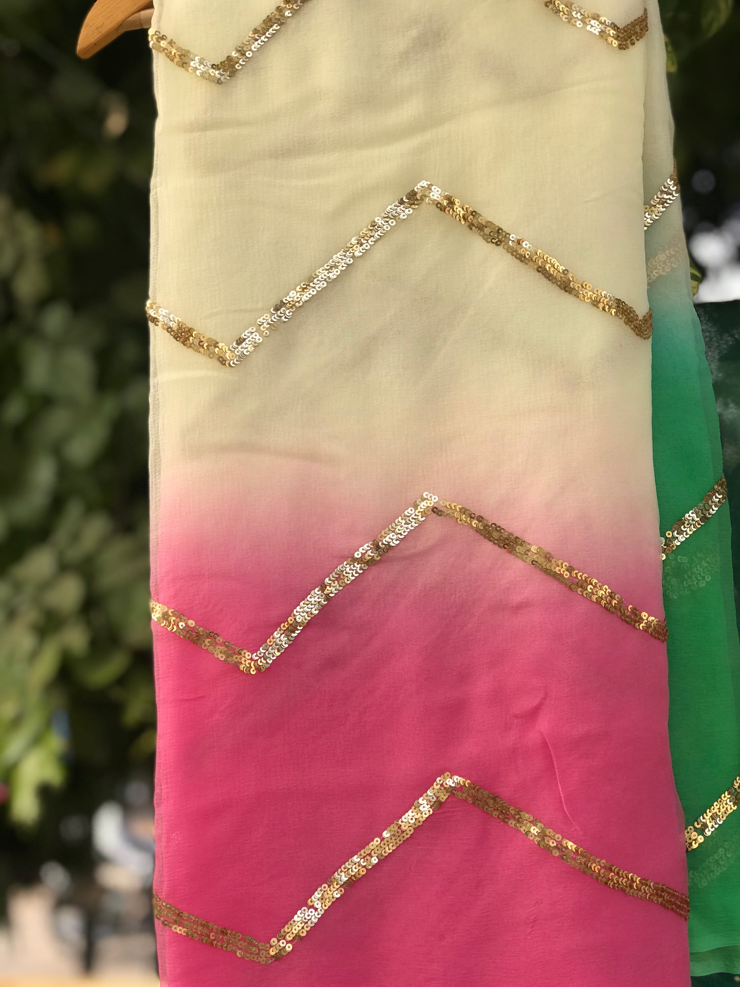 Pink Shaded Sequins Jaal Miraya Chiffon Sarees