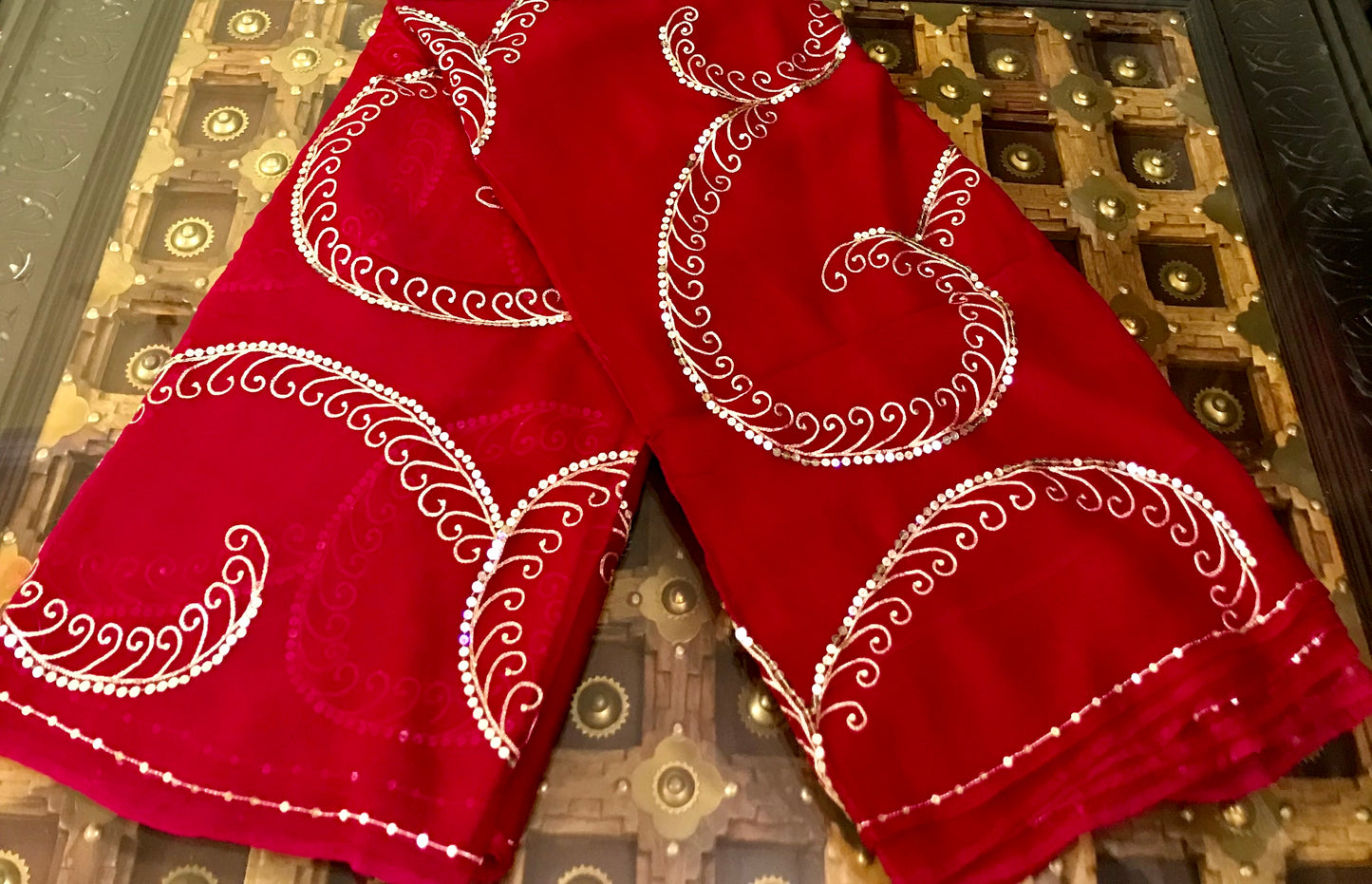 Red Aari Sequins Jaal Miraya Sarees