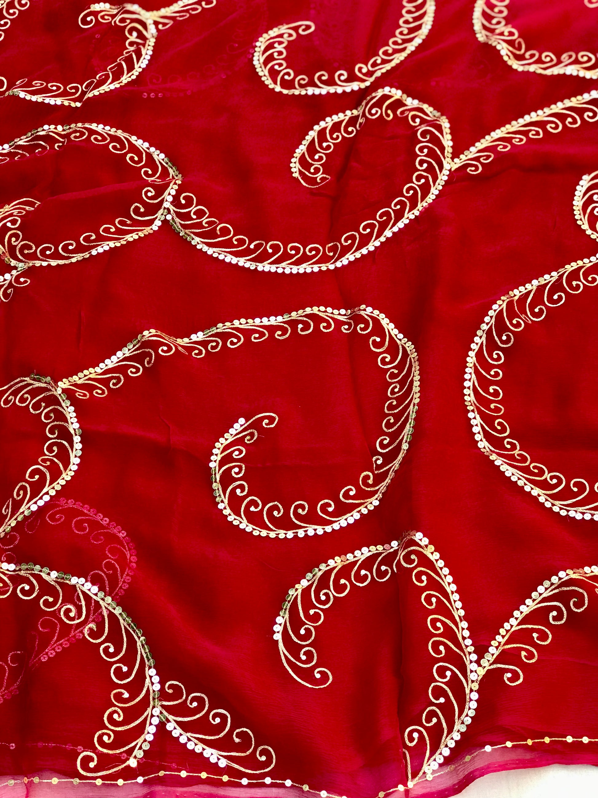 Red Aari Sequins Jaal Miraya Sarees