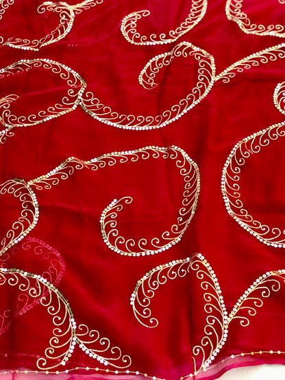 Red Aari Sequins Jaal Miraya Sarees