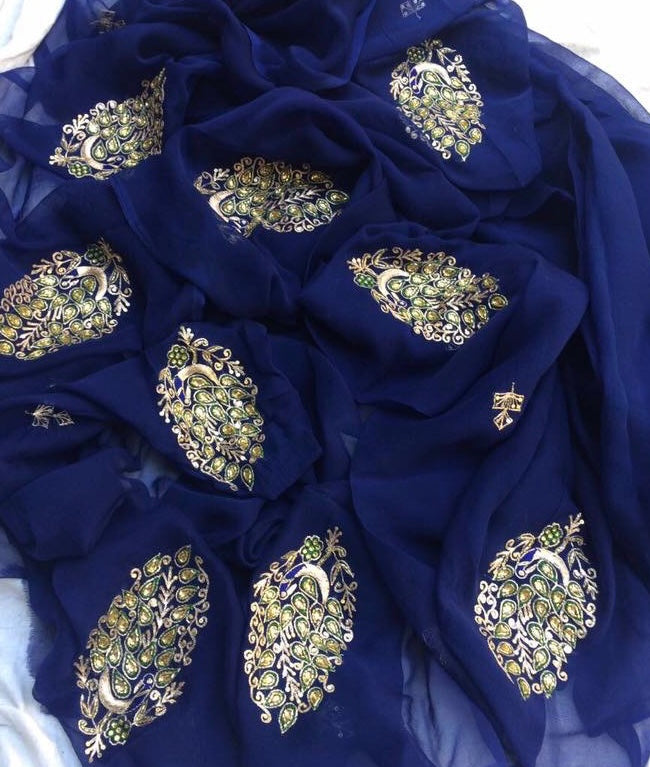 Blue Peacock Motifs Miraya Sarees